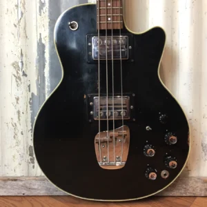 Wicked 1975 Guild M-85 II Bass. Set neck with two huge humbuckers, individual rosewood saddles, rhythm circuit. 31in scale. In very good condition, just set up and all original, except the jack has been moved. Skinny nut, U type neck profile. Includes original case.